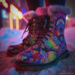 A pair of combat boots at an outdoor location the boot are Alex Tooth fleece lined Inner Flight Dawnwalker Boots.