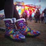 A pair of combat boots at an outdoor location the boot are Alex Tooth fleece lined Inner Flight Dawnwalker Boots.