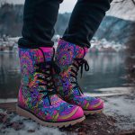 A pair of Alex Tooth Radiant Bloom Driftwalker boots in an outdoor winter setting.