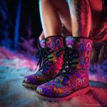A pair of Alex Tooth Inner Flight Driftwalker boots in an outdoor winter setting.