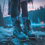 A pair of Alex Tooth Emerald StarGate Driftwalker boots in an outdoor winter setting.